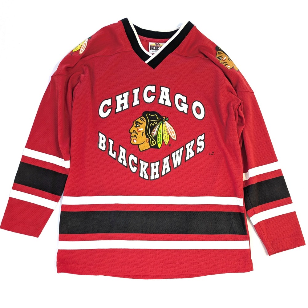 Winning Goal Chicago Blackhawks NHL Jersey Kids Red Mesh Hockey Shirt Size M 12